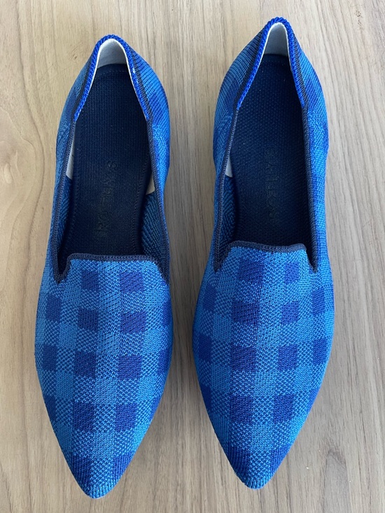 Rothy's Shoes - Rothy's Blue Knit Slip-On Flats with Green Insole